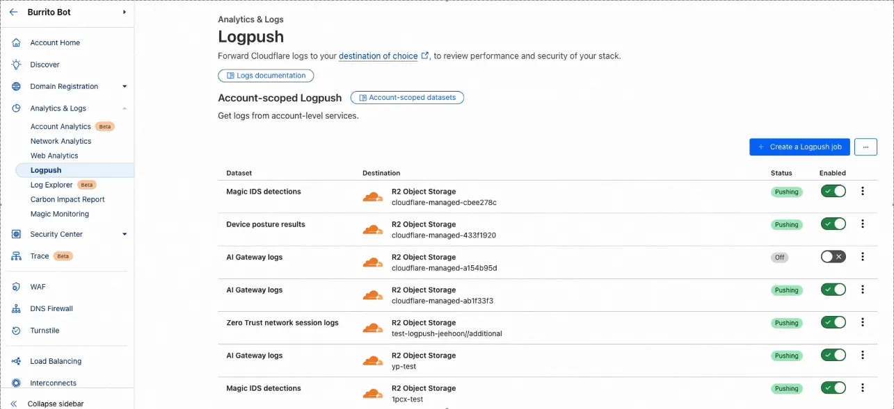 One-click Logpush to R2