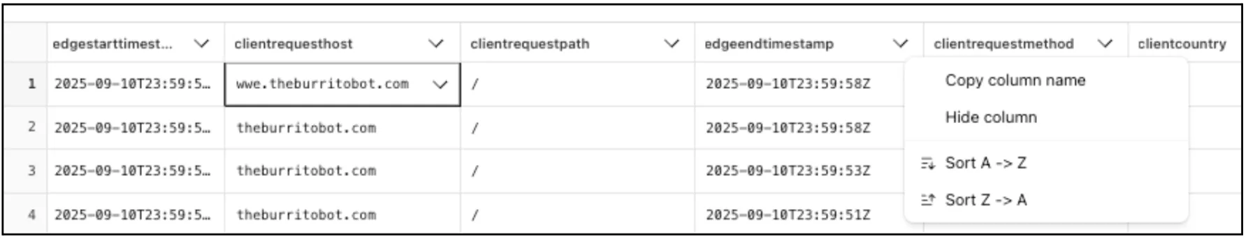 New results table view
